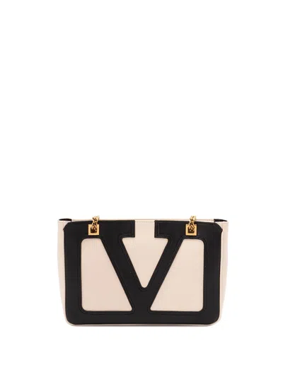 Valentino Viva Superstar Small Two-tone Leather Shoulder Bag In Sand