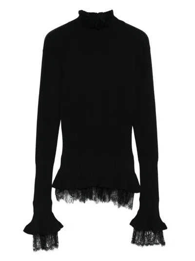 Ermanno Scervino Long Sleeve Turtle-neck Sweater In Black