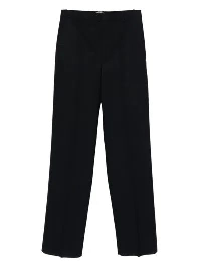 Saint Laurent High-waisted Wool Trousers In Blue