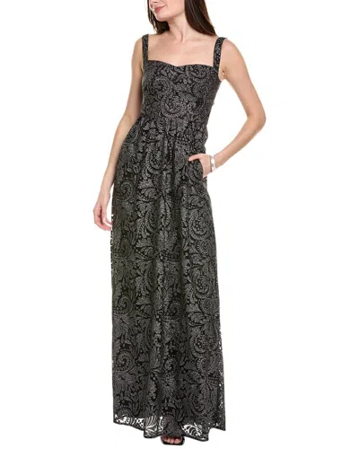 Saloni Aura Embroidered Tulle Gown In Black