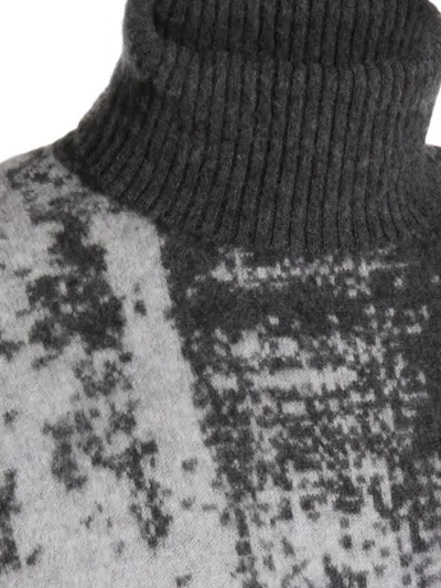 Piacenza Cashmere Roll-neck Abstract-motif Sweater In Gray