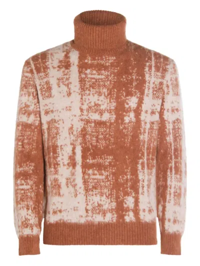 Piacenza Cashmere Roll-neck Patterned Sweater In Brown