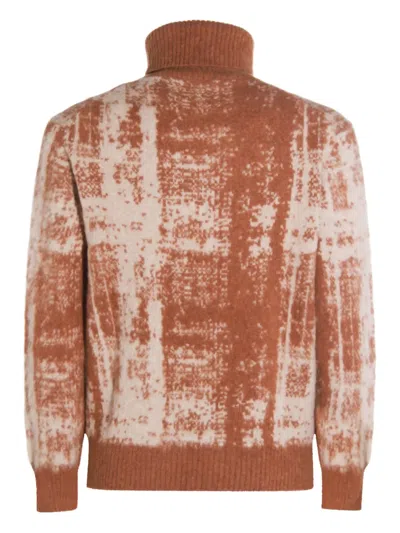 Piacenza Cashmere Roll-neck Patterned Sweater In Brown
