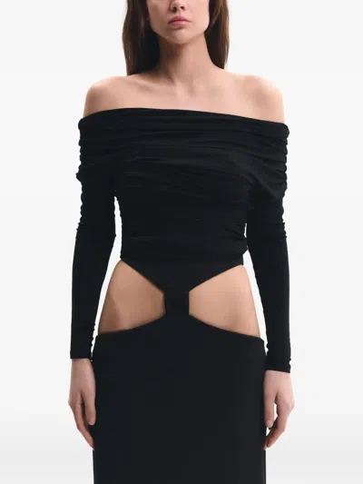 Lika Off-shoulder Draped Top In Black