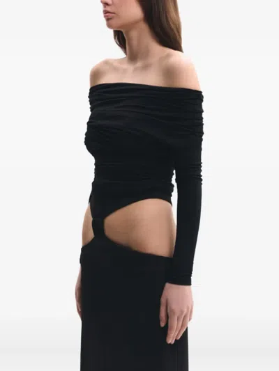 Lika Off-shoulder Draped Top In Black