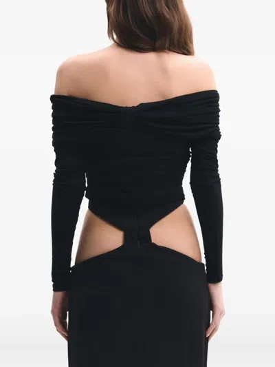 Lika Off-shoulder Draped Top In Black