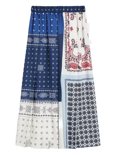 Weekend Max Mara Omens Luna Pleated Woven Midi Skirt Navy In Blue