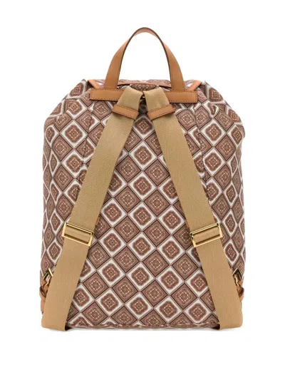 几何图案扣环双肩包