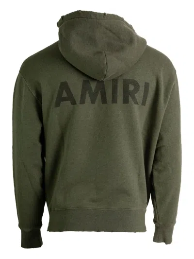 Amiri Cotton Sweatshirt Hooded Kangaroo Pocket In Green