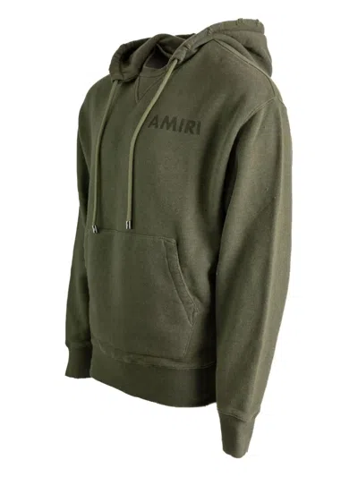Amiri Cotton Sweatshirt Hooded Kangaroo Pocket In Green