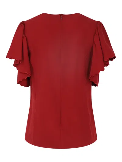 Ulla Johnson Flutter-sleeves Scalloped Blouse In Red