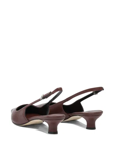 Aeyde Buckle Detail Kitten Heel Pointed Toe Pumps In Burgundy