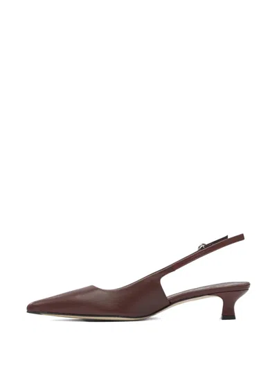 Aeyde Buckle Detail Kitten Heel Pointed Toe Pumps In Burgundy
