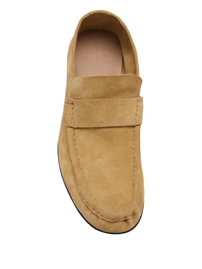 The Row Beige Suede Soft Moccasins In Yellow