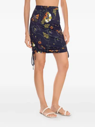 Brigitte Mari Floral Drawstring Skirt In Blue