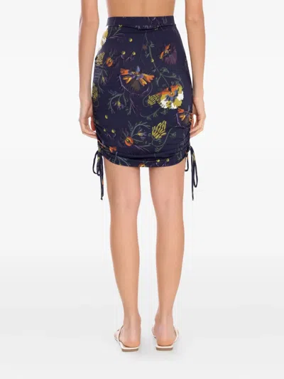 Brigitte Mari Floral Drawstring Skirt In Blue
