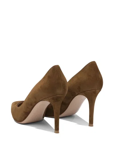 Gianvito Rossi Pointed Toe Suede Finish Pumps In Brown