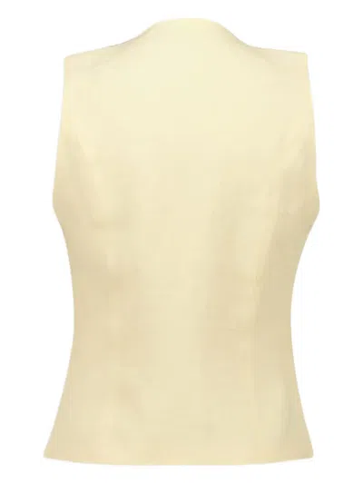 Paula Button-up Linen Vest In Yellow