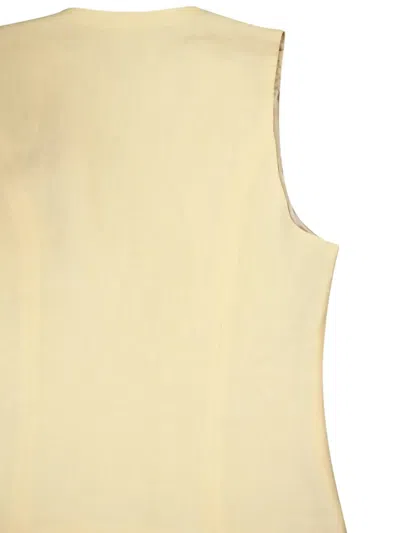 Paula Button-up Linen Vest In Yellow