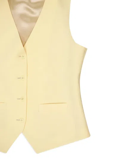 Paula Button-up Linen Vest In Yellow