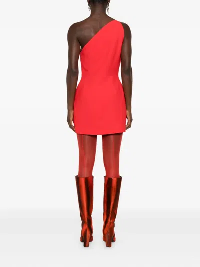 David Koma One-shoulder Crystal-embellished Mini Dress In Red