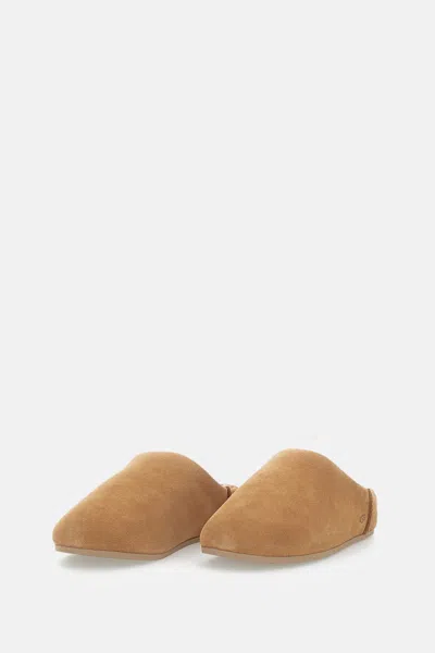 Ugg Slip-on Sandals With Smooth Suede Exterior In Brown