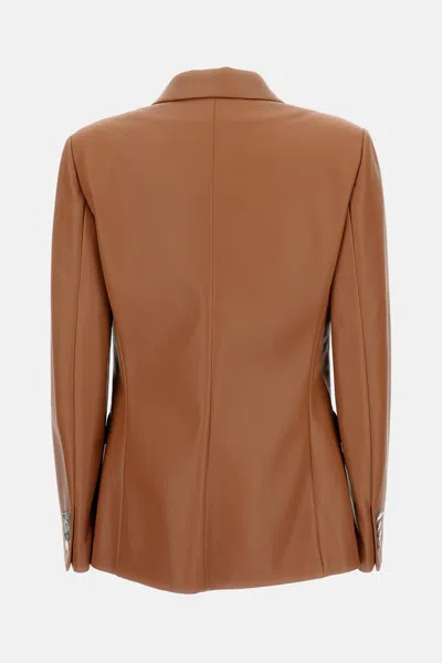 Ralph Lauren Camden Leather Double-breasted Jacket In Orange