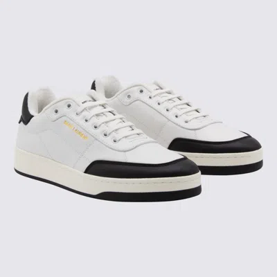 Saint Laurent White And Black Leather Sneakers In Multi