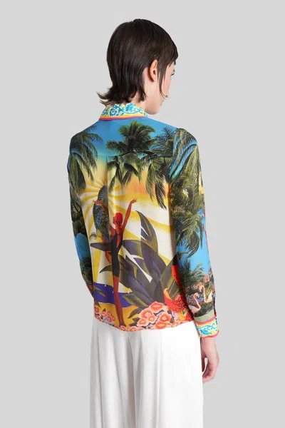 Alice And Olivia Island Dreams Willa Placket Top In Multi