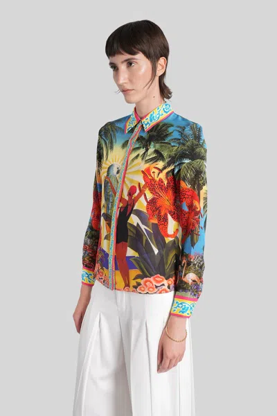 Alice And Olivia Island Dreams Willa Placket Top In Multi