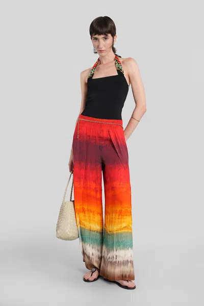 Alice And Olivia Larissa Pants In Red Viscose In Multi