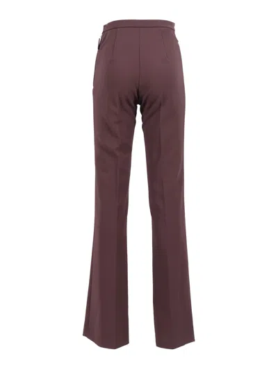 Elisabetta Franchi High-waisted Flared Pants With Decorative Button Details In Burgundy