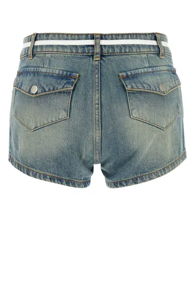 Gimaguas Denim Bow Tie Shorts With Pockets And Buttons In Blue
