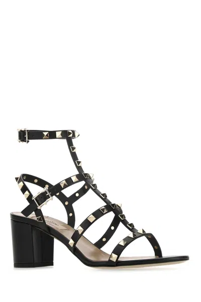 Valentino Garavani Garavani Rockstud 60 Leather Sandals In Black