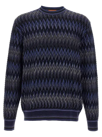 Missoni Zigzag Pattern Sweater In Blue