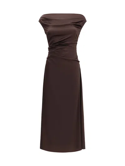 Staud Long Phare Dress In Brown