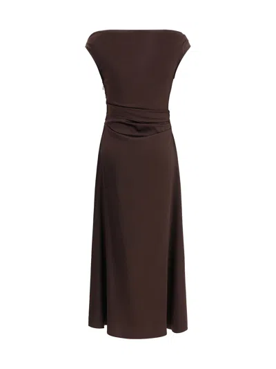 Staud Long Phare Dress In Brown
