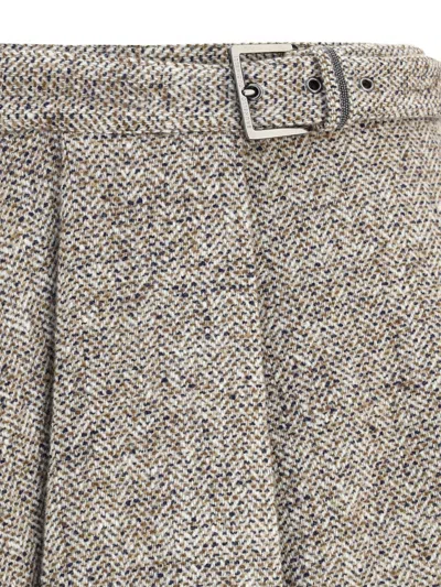 Brunello Cucinelli Virgin Wool Midi Skirt In Gray