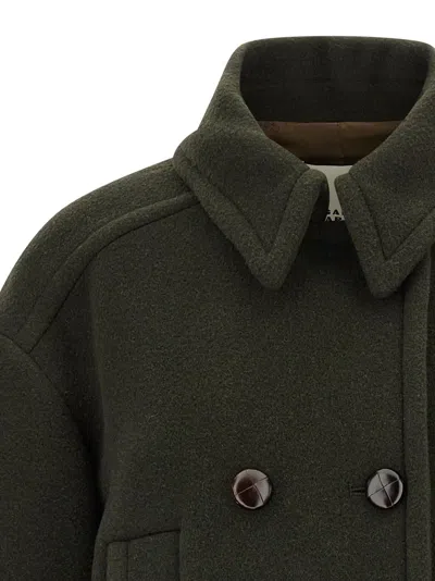 Isabel Marant Double-breasted Green Jacket With Structured Collar And Large Buttons In Green