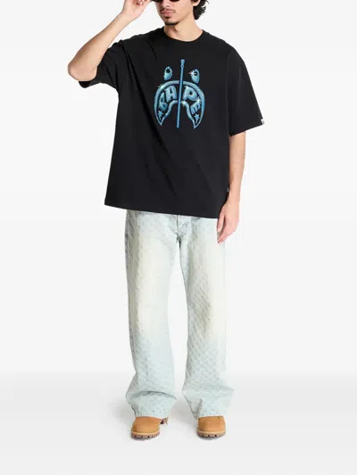 A Bathing Ape Shark Graphic-print T-shirt In Animal Print