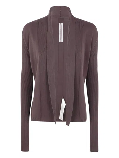Rick Owens Ribbed Open-front Cardigan In Purple