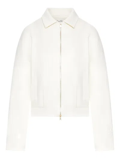 Max Mara Shirt-collar Zip-front Jacket In White