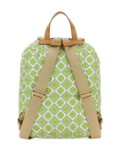 Prada Geometric-print Drawstring Backpack In Green