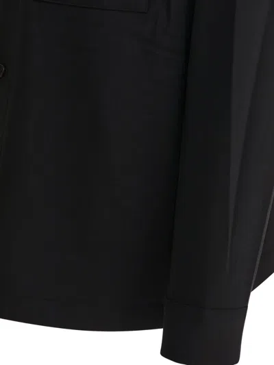 Vince Button-front Wool Overshirt In Black