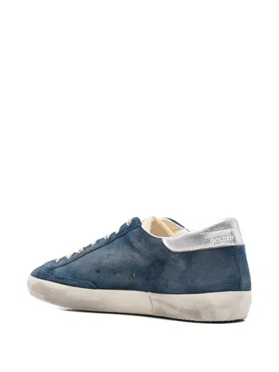 Golden Goose Sneakers Low-top Super-star In Suede In Blue