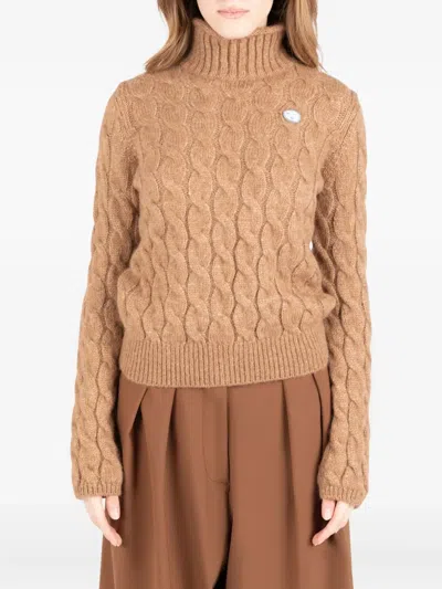 Société Anonyme Cable-knit Turtleneck Sweater In Brown
