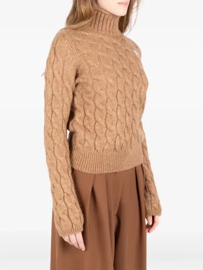 Société Anonyme Cable-knit Turtleneck Sweater In Brown