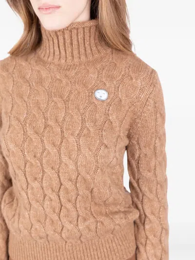 Société Anonyme Cable-knit Turtleneck Sweater In Brown