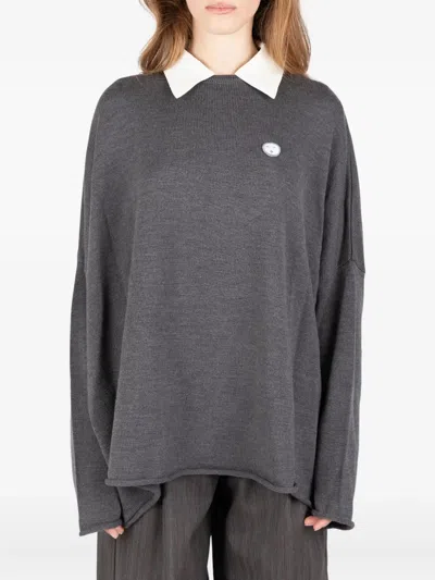 Société Anonyme Embroidered-detail Sweater In Gray