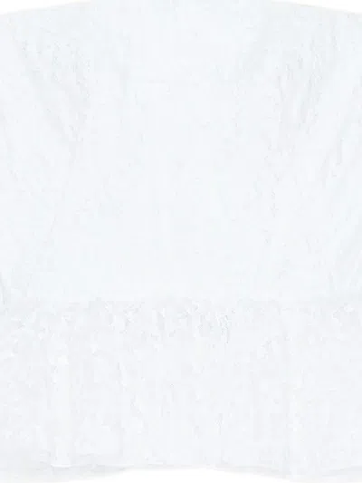 Givenchy Strapless Embroidered Ruffled Top In White